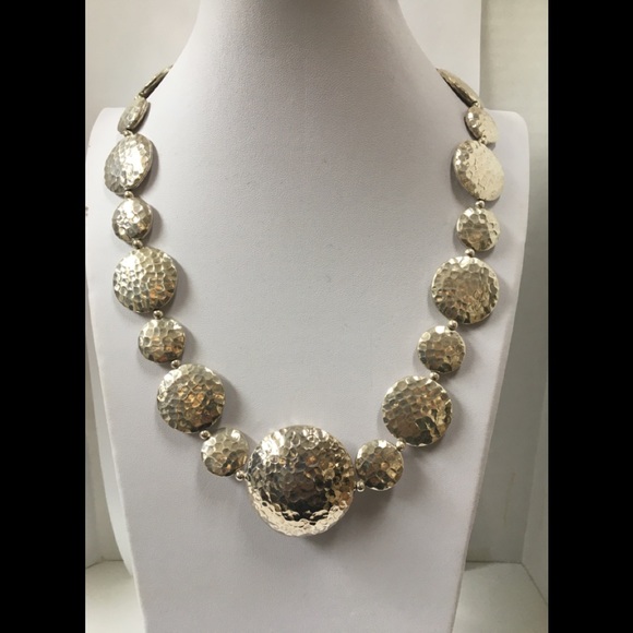 Sterling Silver Hammered Circle Necklace